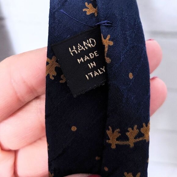 FENDI Animal Print Logo Blue Silk Tie - Picture 5 of 8